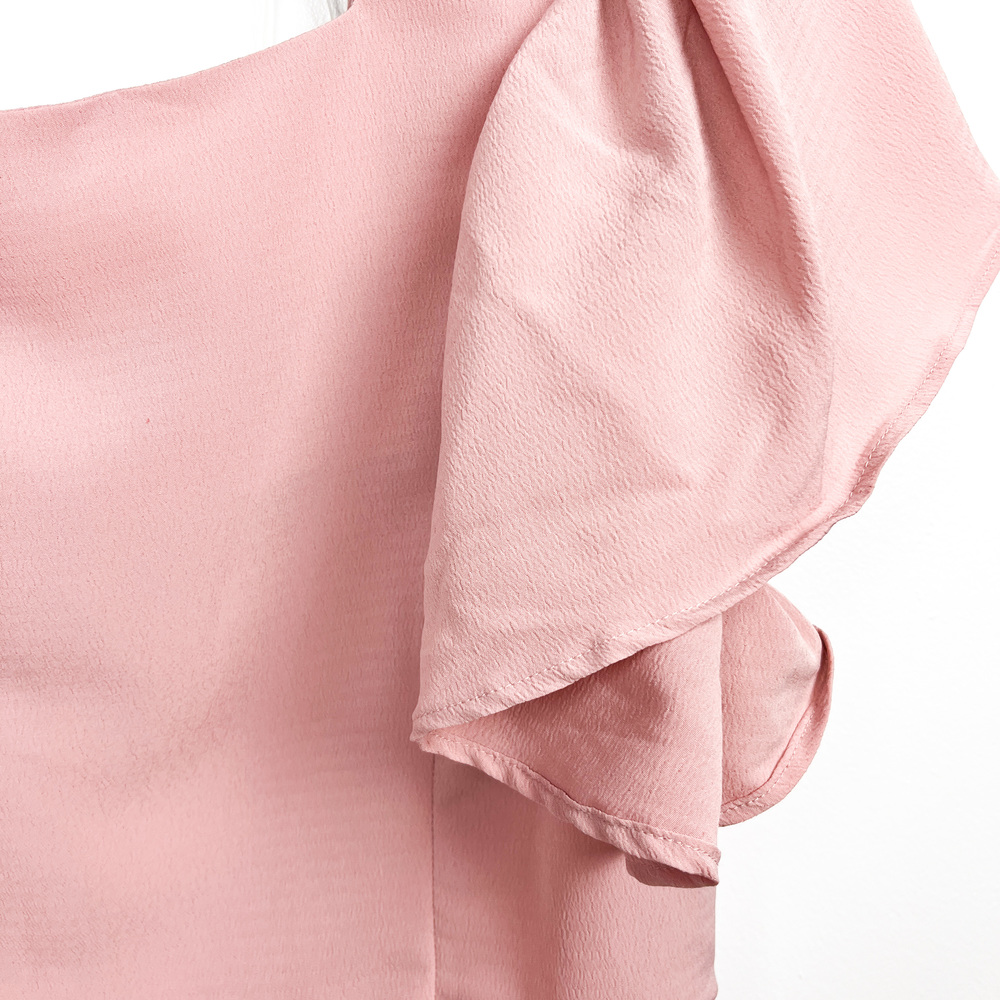 Active USA NWT Short Sleeve Button-Up Light Pink Crop Top - Picture 8 of 9